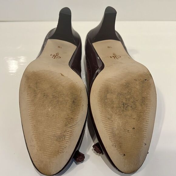 Cole Haan Burgundy Suede/Patent Leather Heeled Shoes Size 7 - Picture 10 of 14